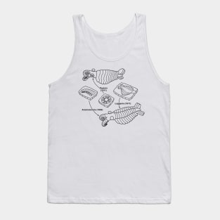 Anomalocaris and Associated Fossils Black Line Drawing Tank Top